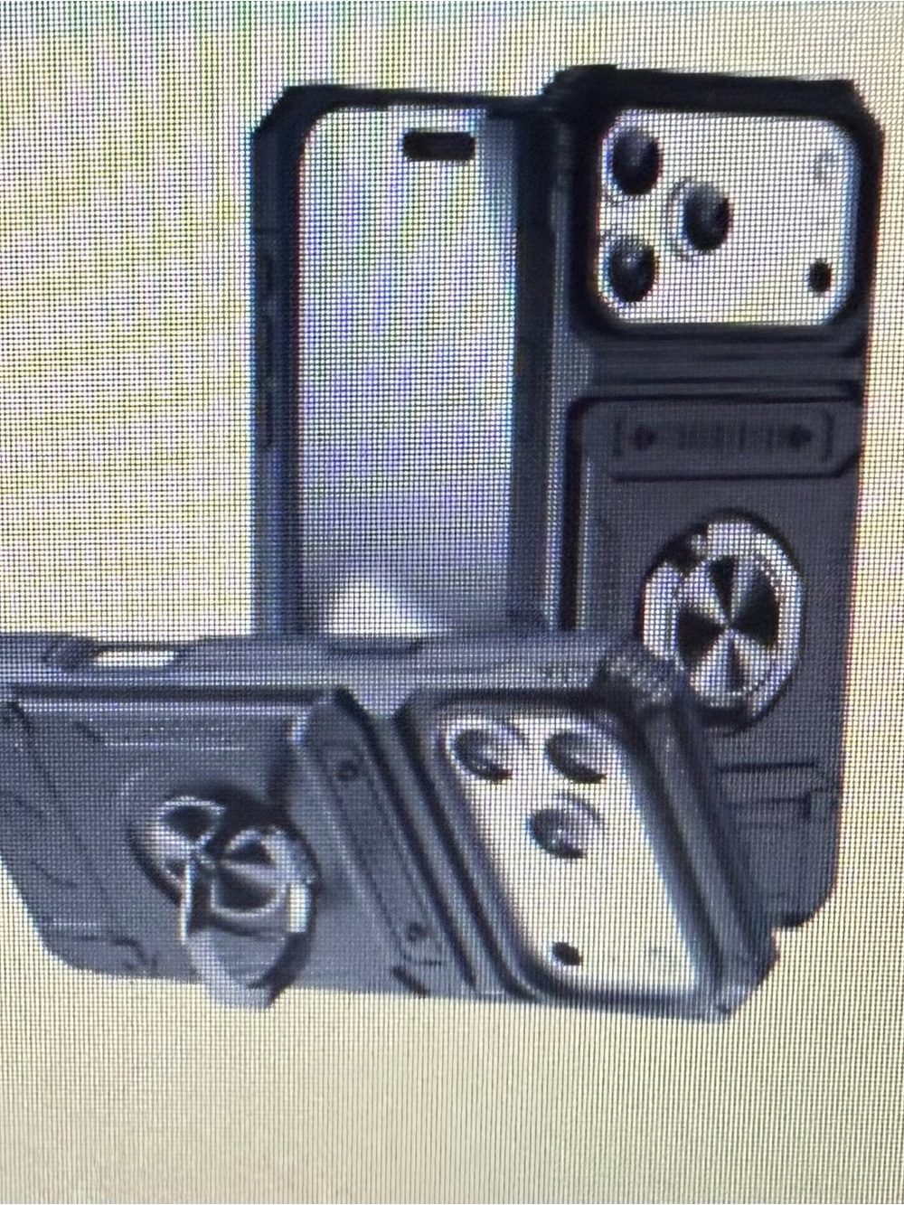 Rugged Black Protective Phone Case with Kickstand and Ring Grip